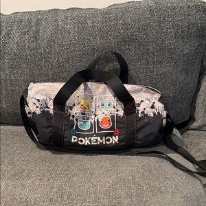 Pokémon Black Graphic Duffle Bag - Pikachu, Squirtle, Charmander